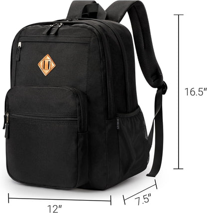 ZORFIN 26L Black Backpack for College, and Travel: Water Resistant Bookbag