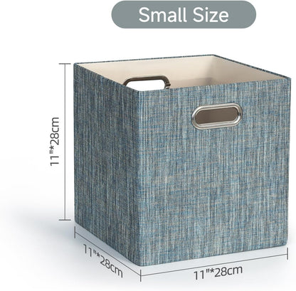 Posprica Storage Basket Bins,11×11×11 Foldable Storage Cube Boxes Fabric Drawer for Closet Shelf Cabinet Bookcase - Set of 4,Teal