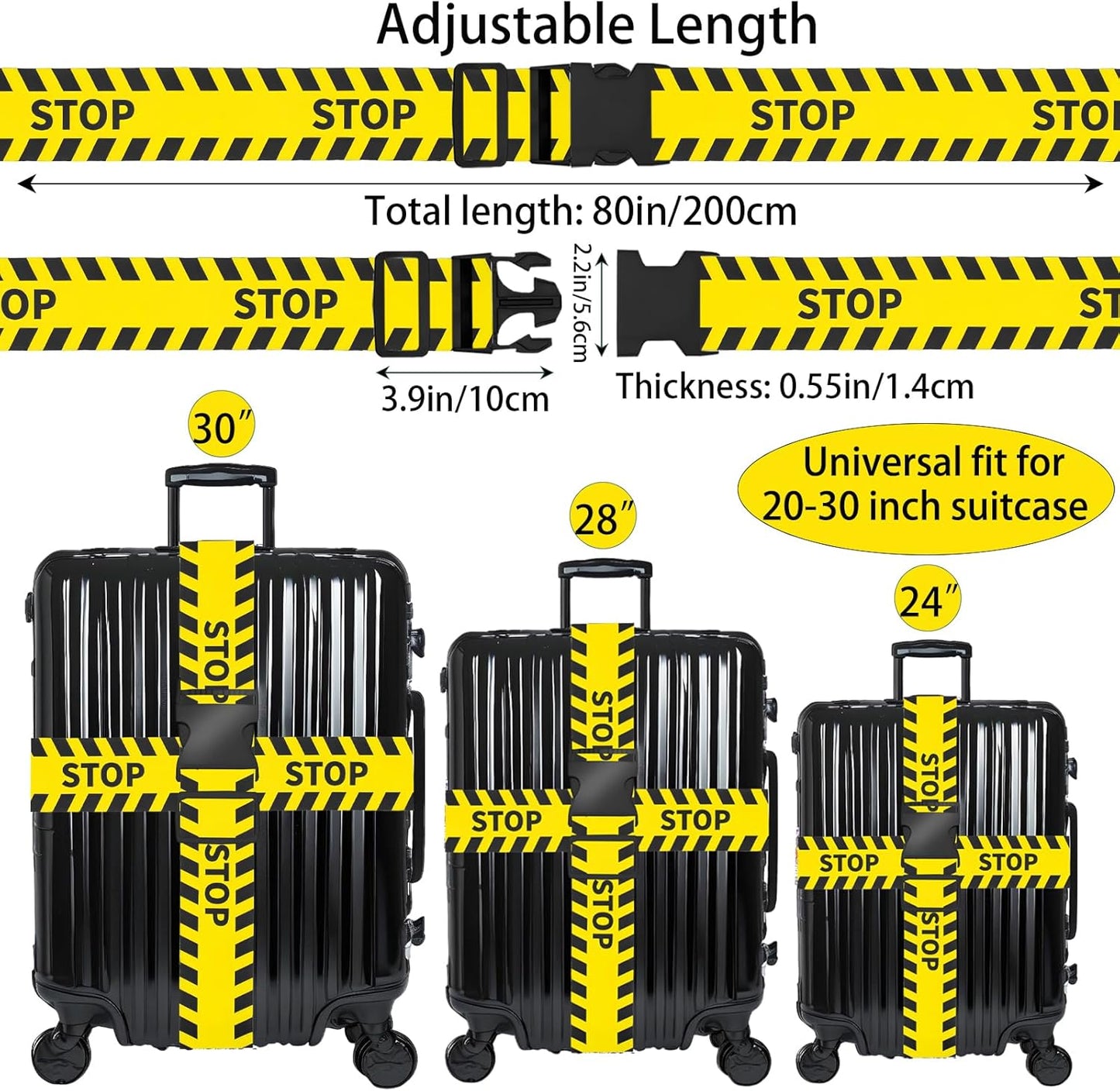 Stops Luggage Straps for Suitcases, Adjustable Luggage Travel Belt to Keep Luggage Security While Travel, Strong Polyester Fabric, Easy-to-Recognize Funny Pattern Travel Essentials, 2 Pack