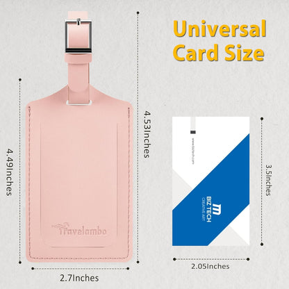 Travelambo Luggage Tags for Suitcases Faux Leather Privacy Protection 2 Pack Bag Tags Travel Accessories Essential, Lotus Pink