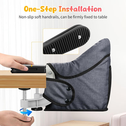 Hook on High Chair with Tray: High Chair for Babies and Toddlers 6-36 Months, Portable and Foldable High Chair for Home and Travel, Baby Feeding Chair, Setup in Seconds - Includes Carry Bag (Grey)