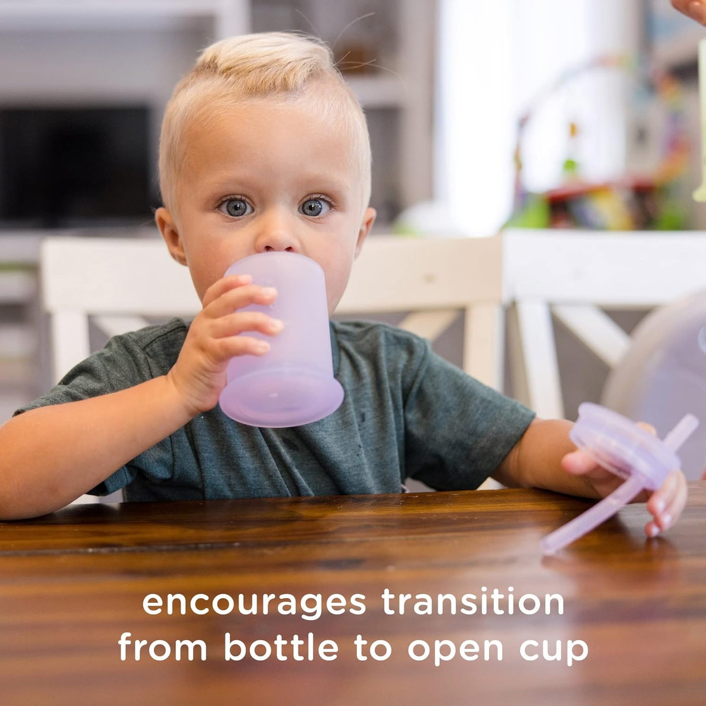 Olababy Silicone Training Cup with Straw Lid | Babies Water Drinking Cup | 6+ Mo Infant To 12-18 Months Toddler | Sippy Cup For Kids & Smoothie Cup | Baby Led Weaning (Kiwi, 5 oz)