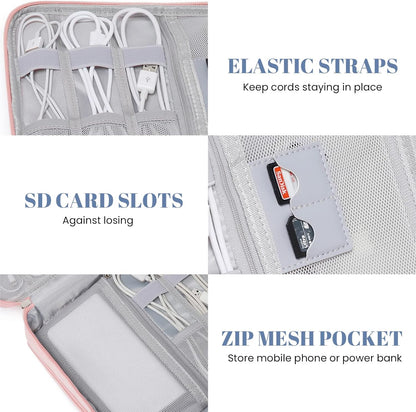 mygreen Electronic Bag Travel Cable Accessories Bag Waterproof Triple Layer Electronics Organizer Portable Storage Case for Cable, Cord, Charger, Phone, Adapter, Power Bank, Kindle, Hard Drives Gray