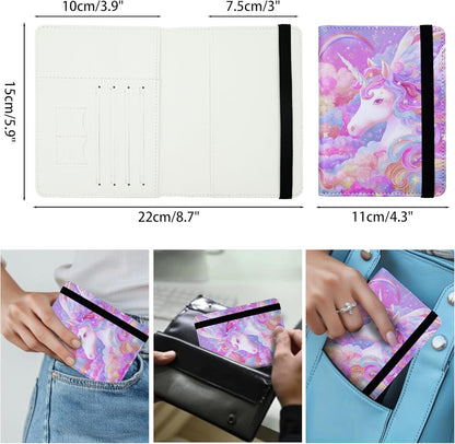 Passport Holder for Women and Men PU Leather Passport Cover for Travel (White Horse)