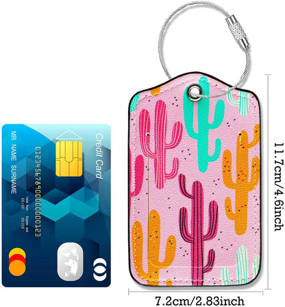 Luggage Tags for Suitcases-Leather Luggage Tag 4 Pack with Loops Cute Bag/Backpack/Suitcase Tags Pink Travel Accessories for Airport