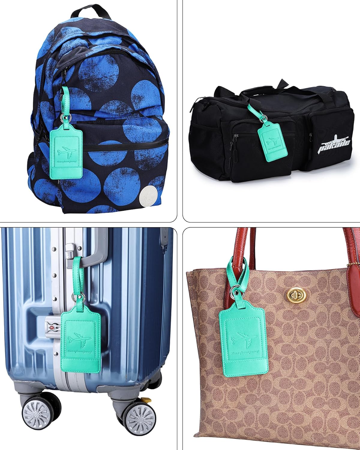 Teskyer Luggage Tags, 3 Pack Premium PU Leather Luggage Tags Privacy Protection Travel Bag Labels Suitcase Tags