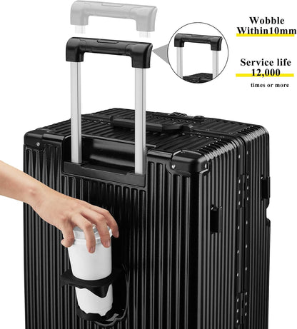 feilario 30in Super Large Captain Aluminum Frame Hardside Spinner Wheels Luggage, Zipperless Checked Suitcase with Front Compartment/Cup Holder/Phone Holder