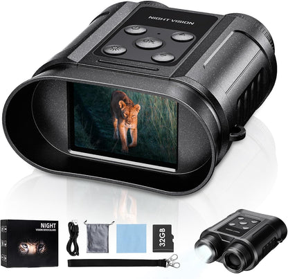 Night Vision Goggles,Compact Night Vision Binoculars,32GB Card Included, Photo/Video Capture,Outdoor tools for Education, Wildlife Watching,Gifts for Boy, Gifts for Men, Gifts for Father (Pearl Black)