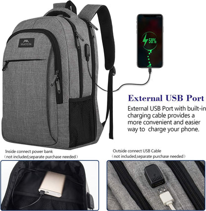 17 Inch Laptop Backpack, MATEIN TSA Large Backpack for Travel and Business with USB Charger Port, Water Resistant Big Flight Approved Weekender Carry-On Backpack with Luggage Sleeve for Women and Men