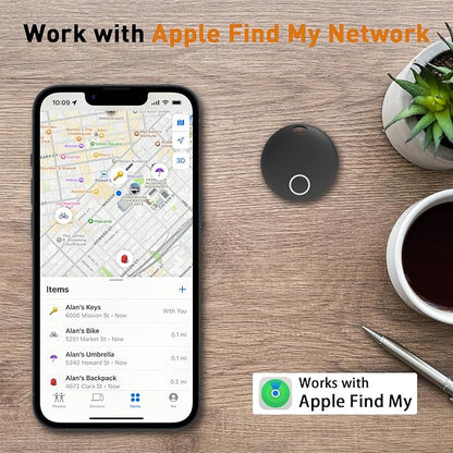 Air Tracker Tags-2 Pack [Apple MFi Certified] (iOS Only), Smart Bluetooth Tracker, Compatible with Apple Find My, Item Locator for Keys, Luggage, Wallet, Suitcase, Bags, IP67 Waterproof