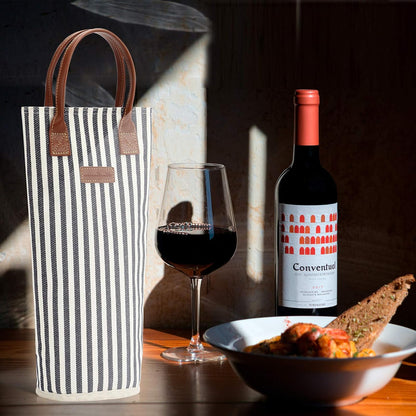 ZORMY Single Bottle Insulated Wine Tote, 1 Bottle Wine Carrier Bag Padded Wine Cooler Perfect Wine Lover's or Wedding Gift-Stripe (Srtipe)