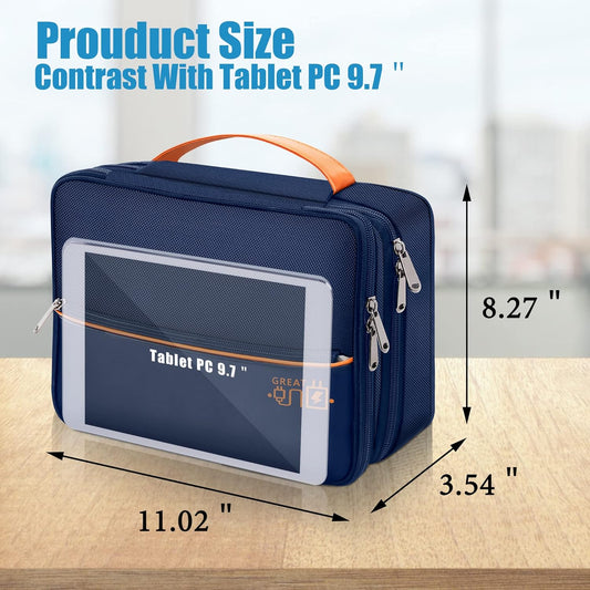 SELLYFELLY Electronics Travel Organizer, Double Layer Cable Organizer Bag Watreproof Electronics Accessories Storage Bag for Cord, Charger, Phone, Power Bank, Hard Drive