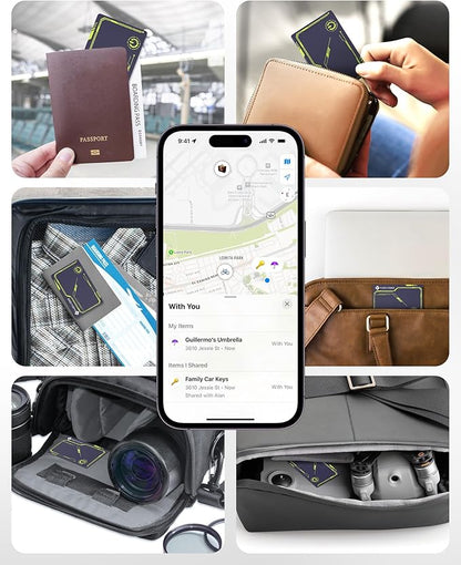 NOVOO Air Locator Tag (iOS Only) Wallet Tracker Card with Apple Find My, Smart Card Bluetooth Tracker, 6 Years Battery, IP68 Waterproof, Keys Finder and Item Locator for Keys, Bags, Passport (BL)