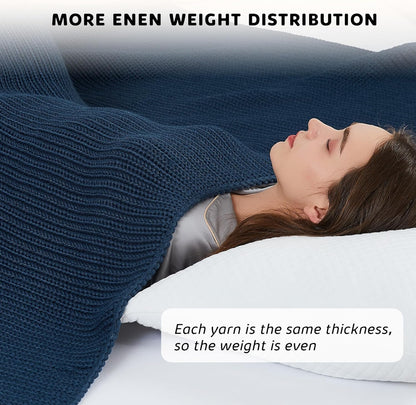 L'AGRATY Knitted Weighted Blanket - 50"x60" 10lbs Cooling Chunky Knit Heavy Blanket for Adults Braided Crochet Throw Thick Cable Yarn Knit Decorative No Beads Evenly Weighted Machine Washable