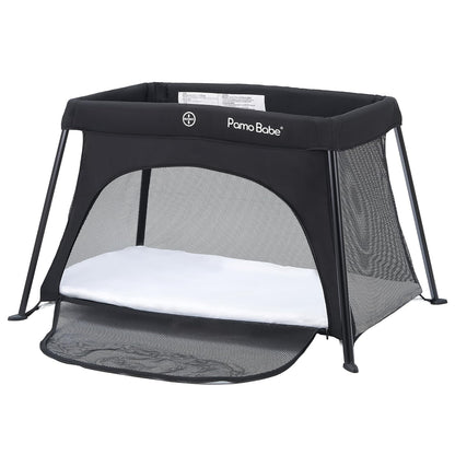 Pamo Babe Travel Crib Lightweight Baby Playard with Mattress Compact Play Yard with Detachable Legs