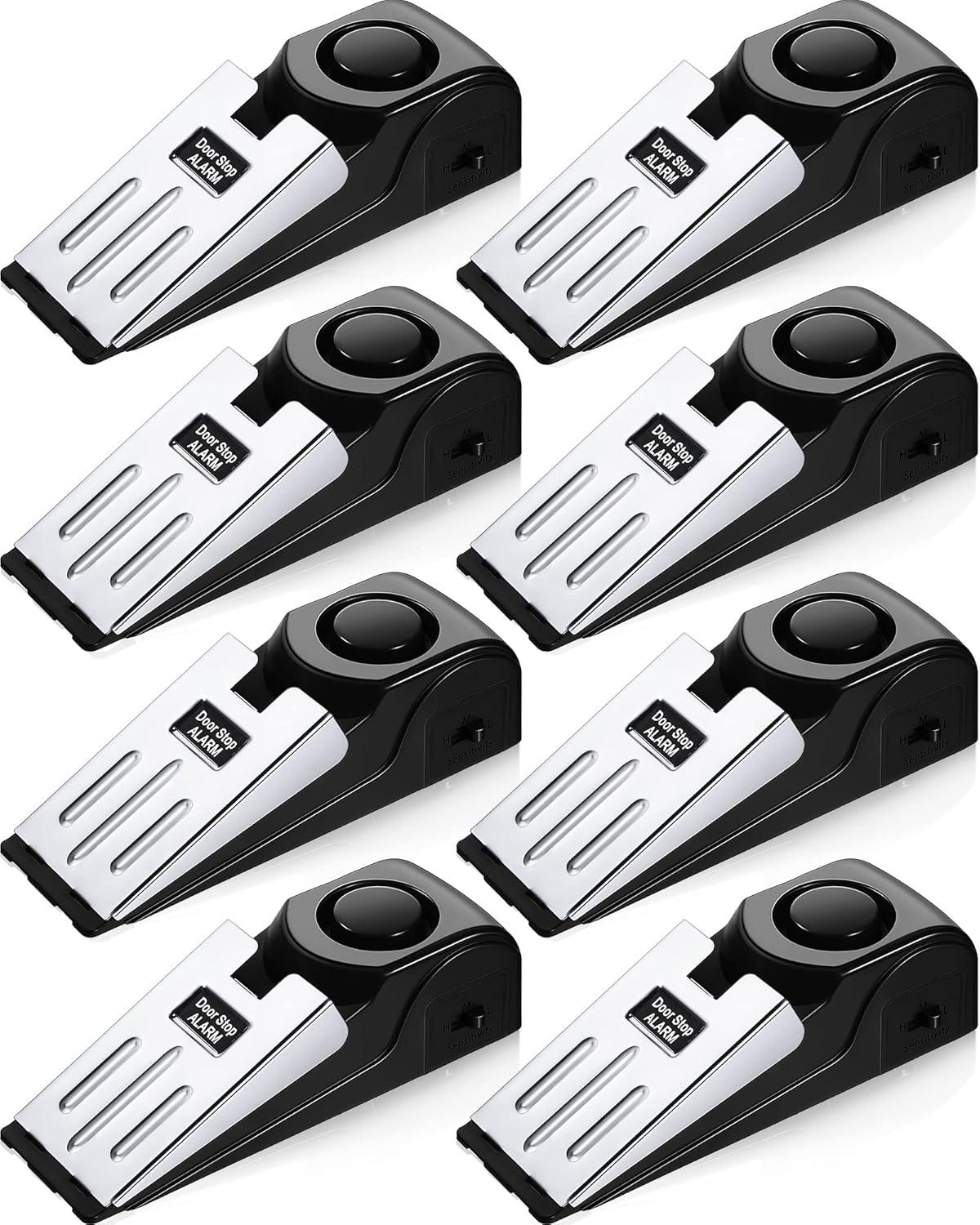 8 Pieces Door Stop Alarm Door Stopper with 120DB Security Alarm Door Stopper Wedge Door Stops Alarm for Travel Apartment Home House Door Stoppers Safety Tools