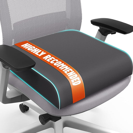 Seat Cushion for Tailbone Pain Relief, Office Chair Cushion, Memory Foam Large Chair Cushion with Non-Slip Cover for Soft Support at Office Chair, Car Seat, Airplane Grey/XLarge