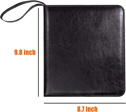 Portable Zippered Key Case, Leather Key Organizer with Handle, 32 Key Capacity, for Real Estate Sales, Hotel Executives, Car Service (Black)