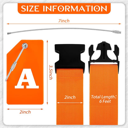 Weewooday 8 Pcs Luggage Straps Suitcase Tags Set for TSA Approved, 4 Travel Adjustable Suitcase Belt, 4 Silicone Luggage Tags with Name ID Card Travel Accessories (Light Orange,A)
