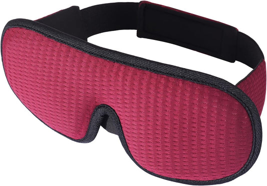Sleep Mask for Men and Women 3D Contoured Eye Mask Patented Adjustable Light Blocking Night Mask for Sleeping (Red)