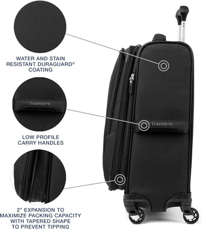 Travelpro Maxlite 5 Softside Expandable Carry-On Luggage with Spinner Wheels, Lightweight, 21-Inch — Black