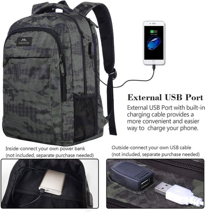 MATEIN 17.3 Inch Computer Backpack, Extra Large TSA Friendly Travel Laptop Backpack with USB Charging Port, Anti Theft Carry On Flight Approved Business Work College Backpack Bag for Men Women Gift