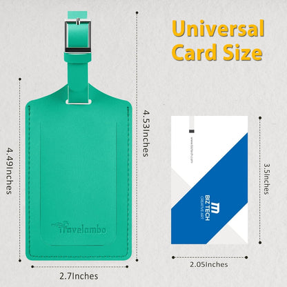 Travelambo Luggage Tags for Suitcases PU Leather Travel Tags Bag Tags Privacy Protection Travel Essentials