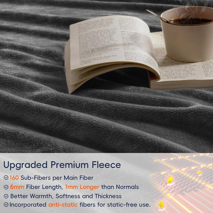 PHF Ultra Soft Fleece Blanket King Size, No Shed No Pilling Luxury Plush Cozy 300GSM Lightweight Blanket for Bed, Couch, Chair, Sofa Suitable for All Season, 108" x 90", Dark Grey