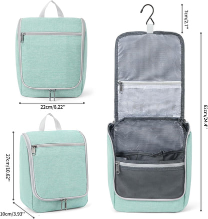 Della Gao Hanging Toiletry Bag for Men and Women, Portable Travel Makeup Bag Cosmetic Bag Toiletries Organizer, Bathroom Bag, Water Resistant Nylon - Green