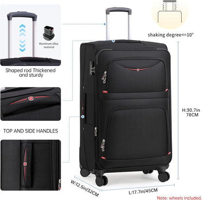 Softside Expandable Luggage with 4 Spinner Wheels, Durable Checked-Luggage Suicase (Blue, 29-Inch)