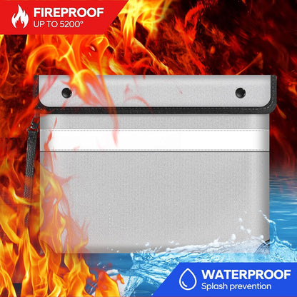 Fireproof Money Bag for Cash,Fireproof Document Bag 5200°F Heat Insulated,Safe Fireproof Storage Pouch with Zipper,8 Layers of Heat Insulated Materials,11 x 7.7 inch(Silvery)