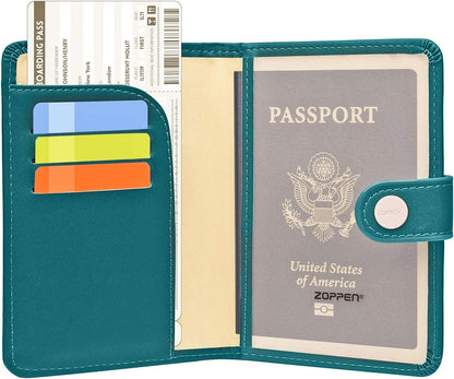 ZOPPEN Passport Holder Women, Passport Cover Travel Wallet Rfid Blocking Passport Wallet Cover Case Travel Essentials Document Organizer, Tea Green