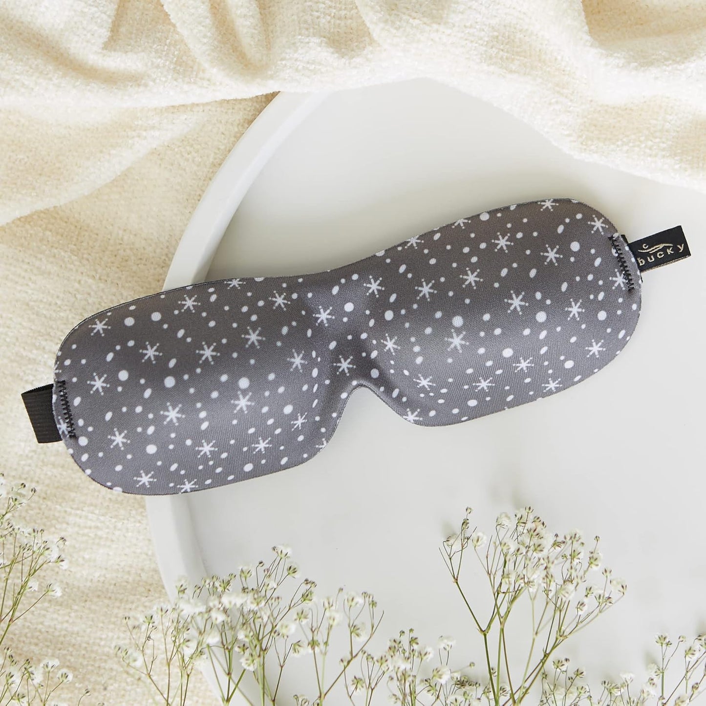 Bucky 40 Blinks No Pressure Printed Eye Mask for Travel & Sleep, Snowflakes, One Size