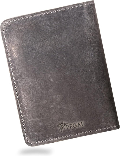 PEGAI Standard Full Grain Crazy Horse Leather Passport Holder | Custom Travel Passport Cover & Organizer | Handcrafted Leather Passport Wallet for Men and Women | Pike (Rock)