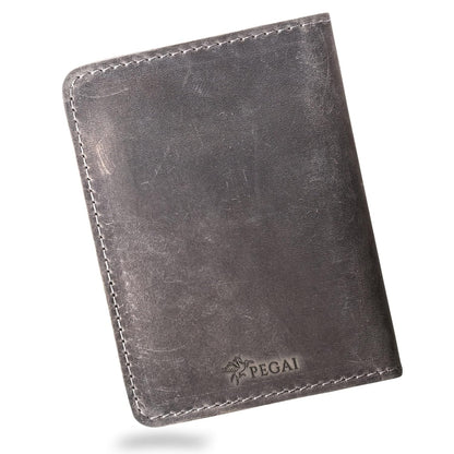 PEGAI Personalized Leather, Passport Holder For Travel | Handmade Passport Wallet Cover Case | Travel Document Holder, Passport Cover for Men, Women, and Family | Pike (Rock Grey)
