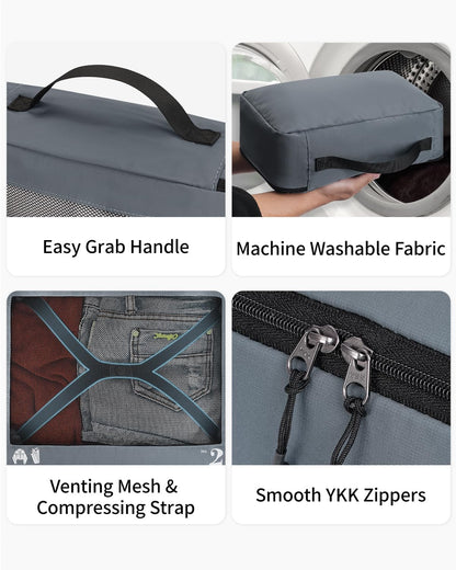ECOHUB 7 Set Packing Cubes Tear-Resistant Luggage Packing Organizers with Number Icon for Travel Accessories Luggage Suitcase Machine Washable Packing Cubes (Grey)