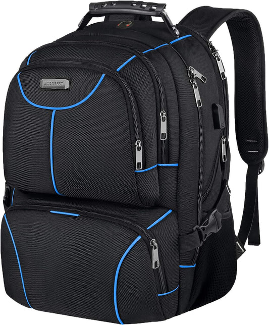 VECKUSON Lunch Bag Backpack, Insulated Cooler Lunch Box Backpack, Extra Large Travel Laptop Backpack TSA Friendly RFID Computer College bag with USB Port for Women Men,Blue