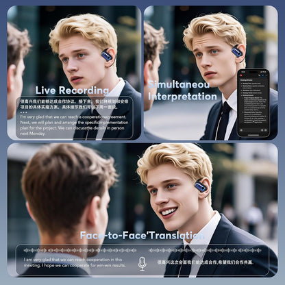 168 Languages AI Translation Earbuds, Bluetooth 5.4 Headphones Translator, 4-in-1 Smart Mode Touch Screen Real-Time Earphones Fit iOS and Android Ideal for Travel Business Learning, Deep Blue