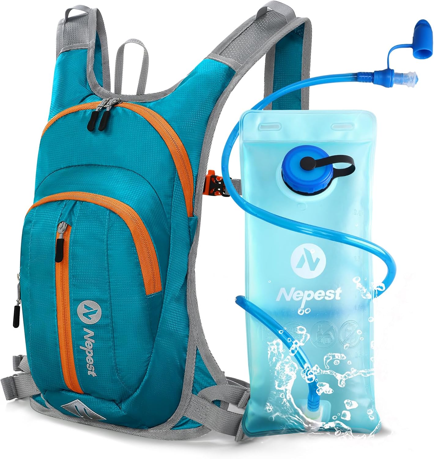 Nepest Hydration Pack Backpack for Women & Men, Lightweight Water Backpack with 2L Water Bladder for Hiking Cycling Running Biking