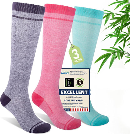 Compression Socks Women & Men, 15-20 mmHg Bamboo Viscose Knee High Soft Support for Flying Travel Daily