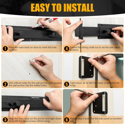 Door Bar Lock - Patented Door Barricade Security Bar - Home Safety Improvement, Door Reinforcement, Childproof, Break-in Prevention - Premium Grade Steel Door Mount for 34''-45'' Wide Doors