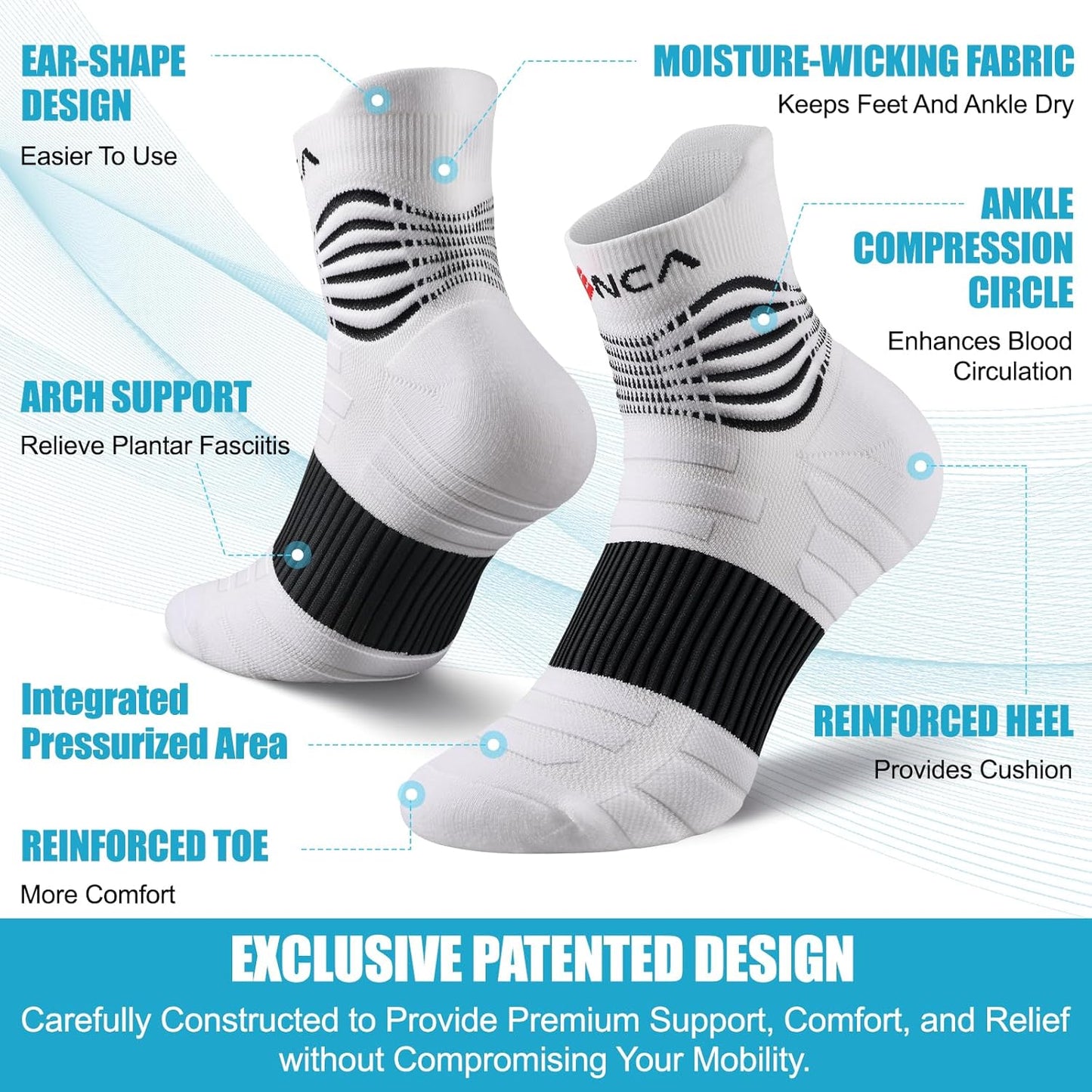 NEENCA Medical Compression Socks for Women & Men Circulation—2 Pairs, Ankle Compression Stockings for Pain Relief, Plantar Fasciitis, Swelling, Running, Nurses, Travel, Pregnancy, Flying. 20-30 mmHg