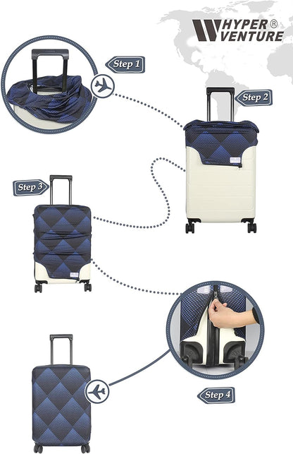 HYPER VENTURE Washable Luggage Cover - Fashion Suitcase Protector Fits 18-22 Inch Luggage (Blue Cube, S)
