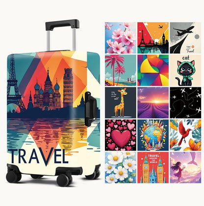 Luggage Cover Washable Suitcase Protector Anti-Scratch,Stretchable Fit for 20-34Inch Luggage Durable Travel Bag Cover with Zipper Closure (Travel-1, L(fits 28-30Inch suitcase))
