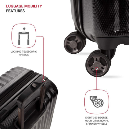 SwissGear 7272 Energie Expandable Hardside Luggage with Spinner Wheels and TSA Lock, Black, Checked-Large 27-Inch