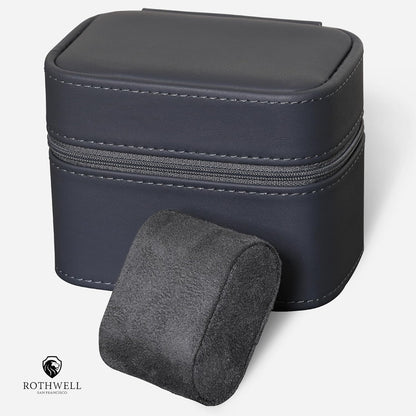 ROTHWELL 2 Watch Travel Case Storage Organizer for 2 Watches | Watch Case for Men and Women | Tough Portable Protection w/Zipper Fits All Wristwatches & Smart Watches Up to 50mm (Carbon)