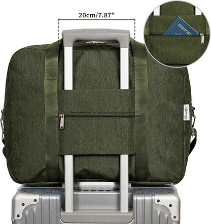 For Spirit Airlines Personal Item Bag 18x14x8 Foldable Travel Duffel Bag Underseat Carry on Luggage for Women and Men 30L (Army Green)