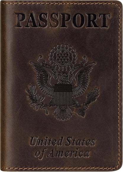 BIAOTIE Premium Leather Passport Holder Covers, Rfid Travel Wallet Passport Document Holder, Travel Essentials Wallet Cover Case for Men and Women (Coffee)