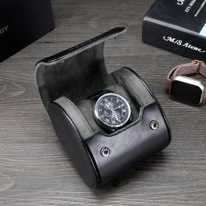 Watch Travel Case - Single Watch Roll Storage Box Organizer for Men's Women's Wristwatches & Smart Watches up to 50mm (Black / 1 Slot)