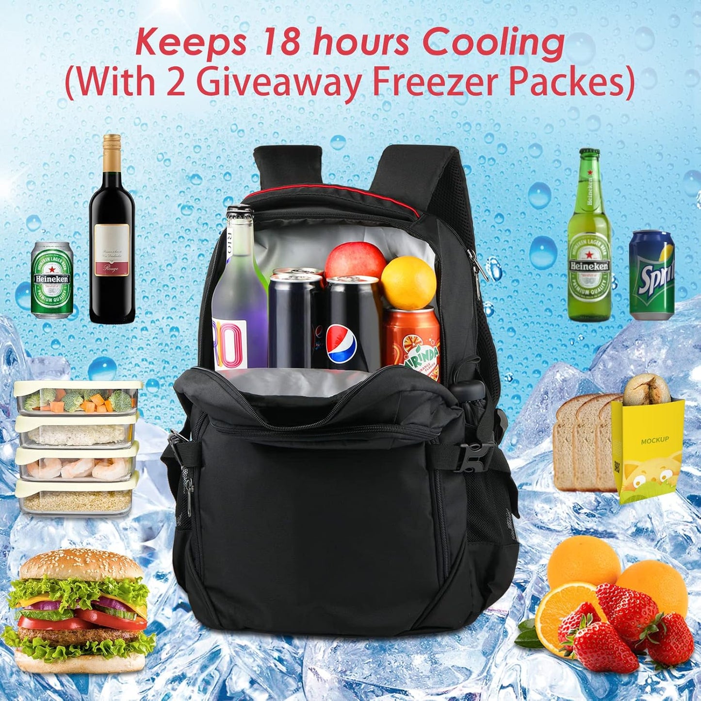 OUTXE Cooler Backpack 22L Insulated Cooler Bag for 15.6" Laptop Lunch Backpack for Work Daily Backpacks